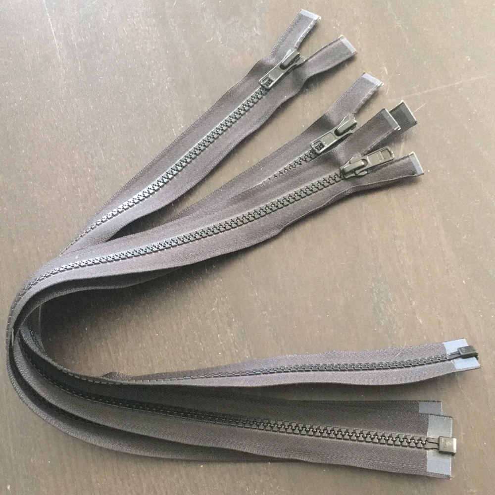 (3) YKK plastic black open zippers for jacket